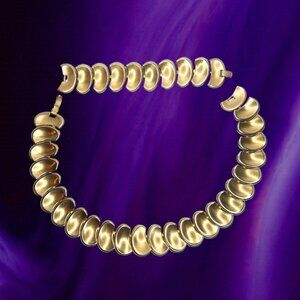 Goldtone Scales Statement Necklace & Bracelet Set